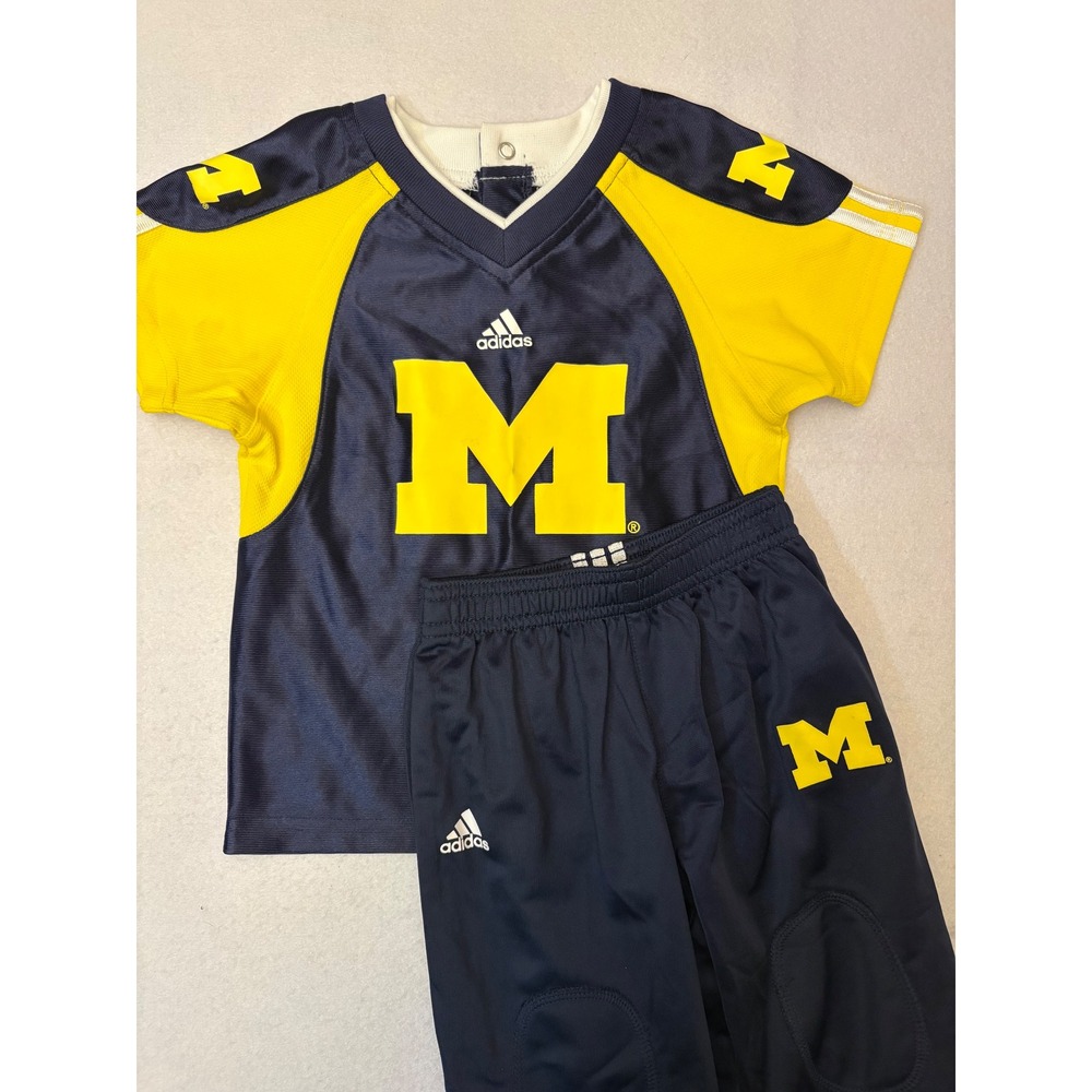 Adidas Michigan Wolverines Toddler Football Jersey and Pants Set Navy Yellow 2T